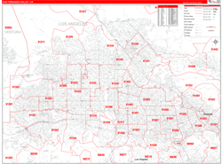 San Fernando Valley Metro Area Wall Map Red Line Style 2024